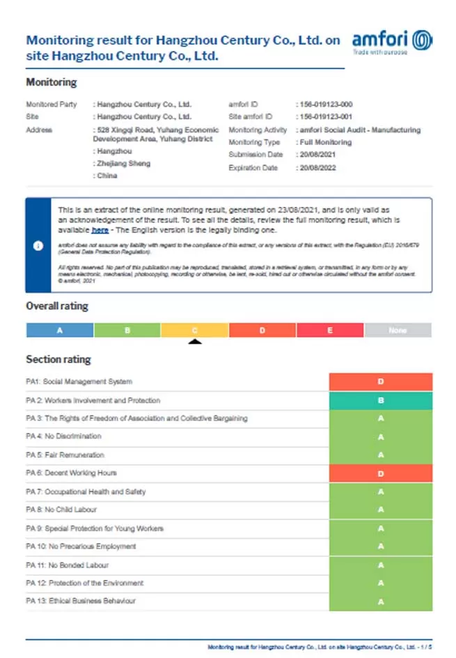 century is pleased to announce having achieved the prestigious amfori bsci certification 2 century is pleased to announce having achieved the prestigious amfori bsci certification 2